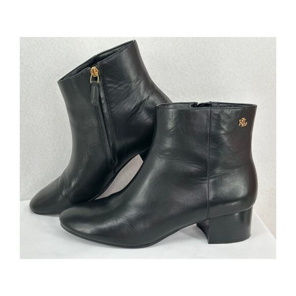 Lauren Ralph Lauren Welford II Booties Black Leather Classic Old Money 10B - Picture 3 of 10
